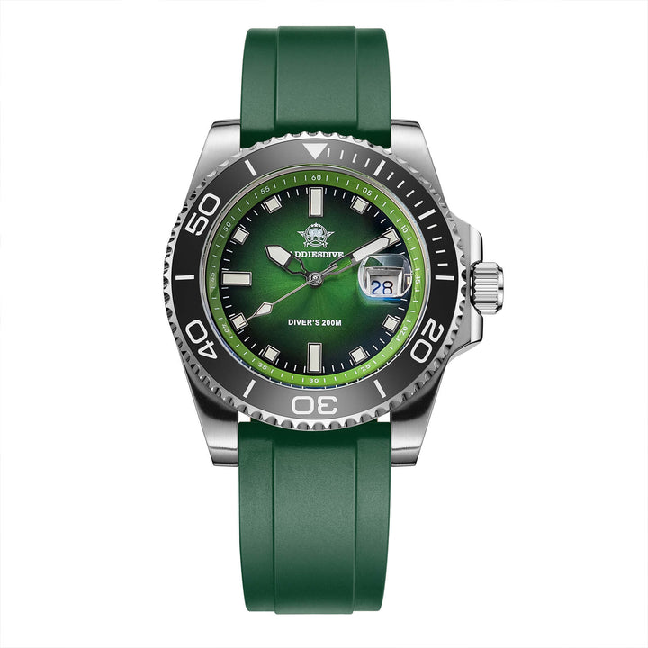ADDIESDIVE Reloj de Buceo de Cuarzo de 41 mm AD2089-Verde-Correa de silicona-