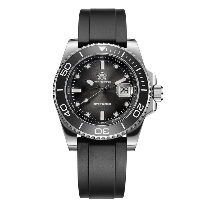 ADDIESDIVE Reloj de Buceo de Cuarzo de 41 mm AD2089-Negro-Correa de silicona-