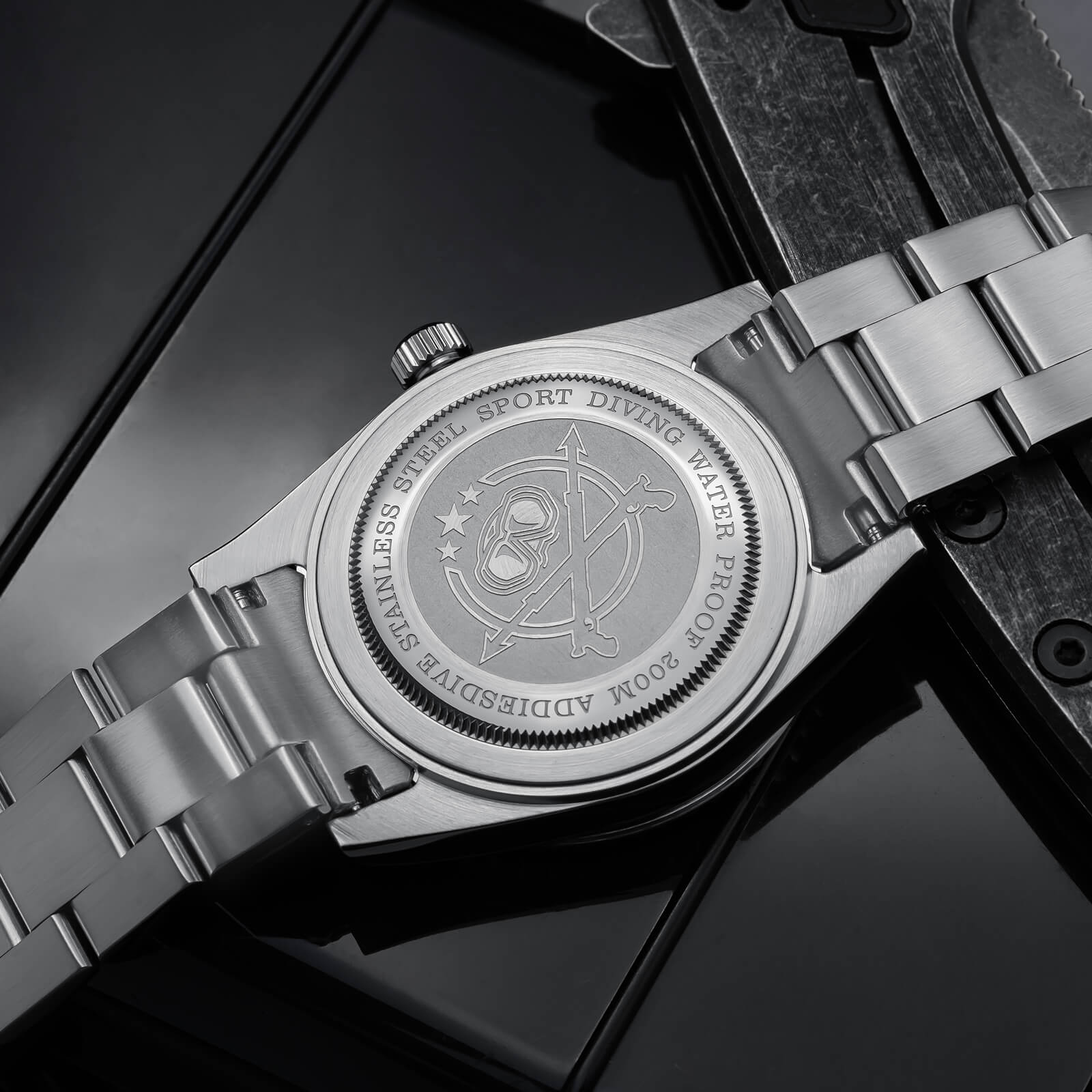 ADDIESDIVE Reloj de Cuarzo de 39 mm con bisel rotatorio bidireccional AD2068-Negro-