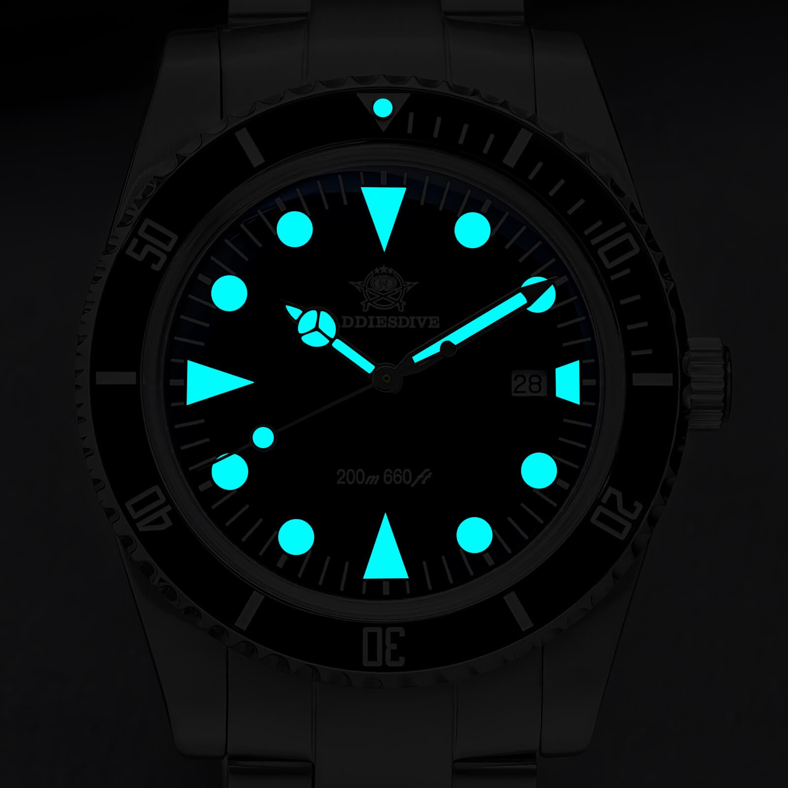 ADDIESDIVE Reloj de Cuarzo de 39 mm con bisel rotatorio bidireccional AD2068-Negro-