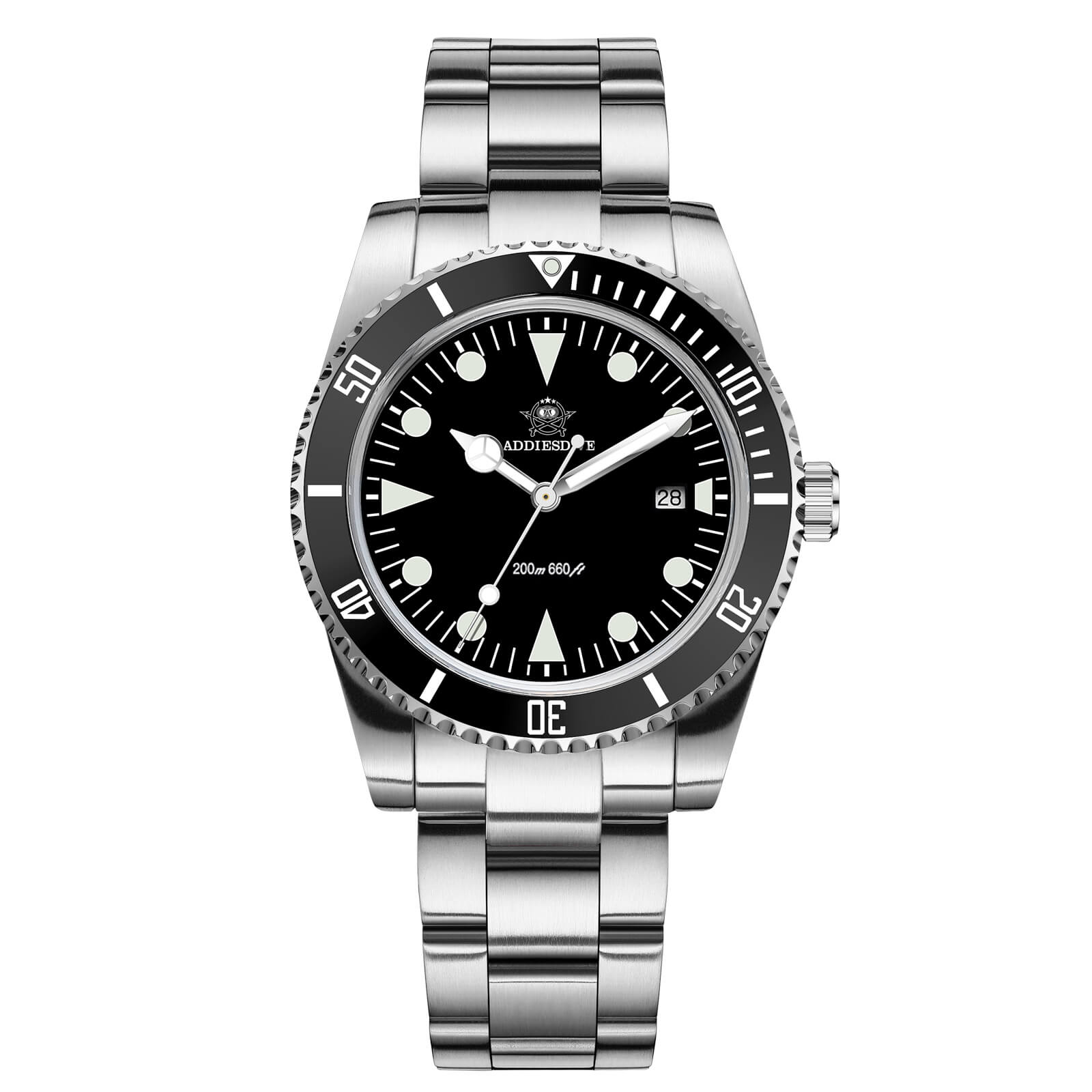 ADDIESDIVE Reloj de Cuarzo de 39 mm con bisel rotatorio bidireccional AD2068-Negro-