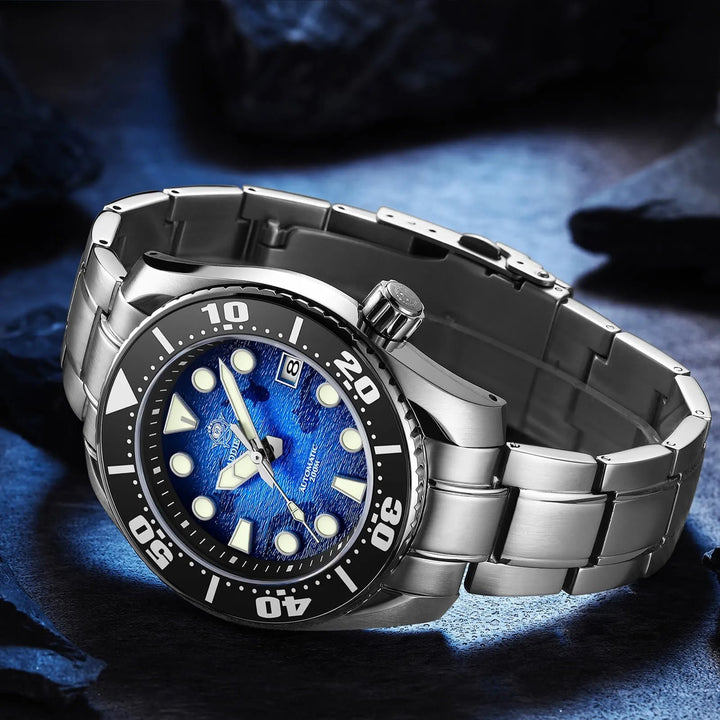 ADDIESDIVE Reloj de buceo 44.9mm para hombre Esfera azul única 200M (AD2102) - Addiesdiverelojes
