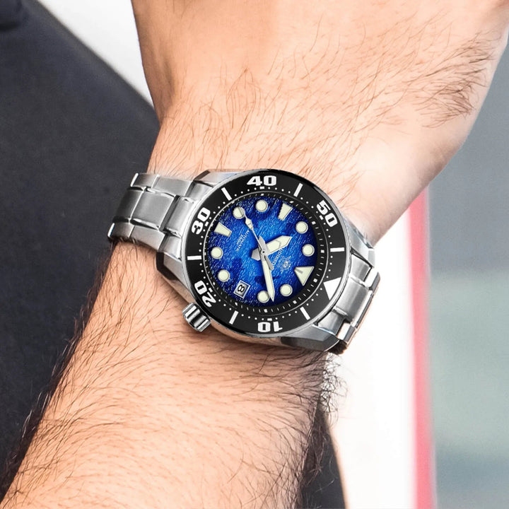 ADDIESDIVE Reloj de buceo 44.9mm para hombre Esfera azul única 200M (AD2102) - Addiesdiverelojes