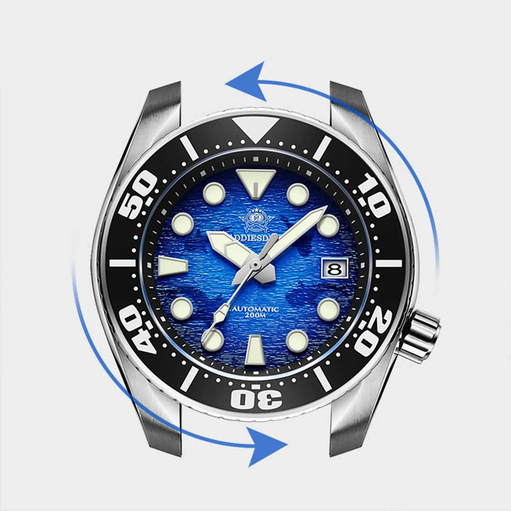 ADDIESDIVE Reloj de buceo 44.9mm para hombre Esfera azul única 200M (AD2102) - Addiesdiverelojes