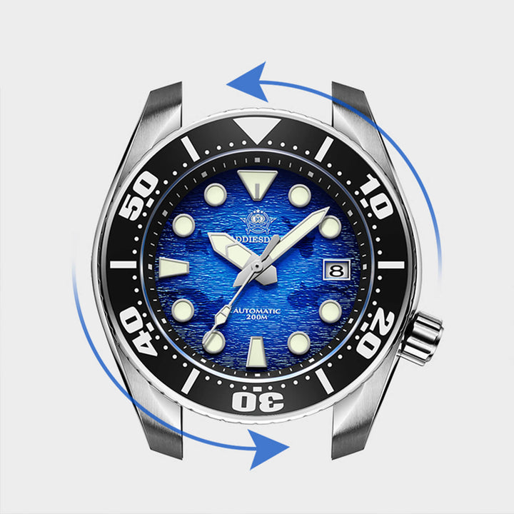 ADDIESDIVE Reloj de buceo 44.9mm para hombre Esfera azul única 200M (AD2102)-divers watch-