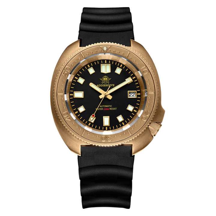 ADDIESDIVE® Reloj de buceo Bronze Turtle 200M （AD2104）-Bisel de bronce no luminoso-correa de caucho-hebilla de acero