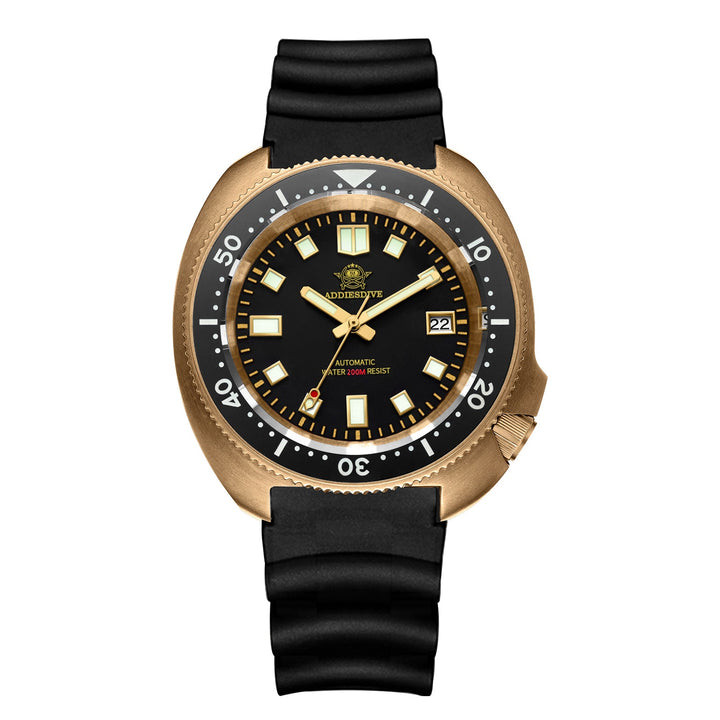 ADDIESDIVE® Reloj de buceo Bronze Turtle 200M （AD2104）-Bisel cerámico luminoso-correa de caucho-hebilla de acero
