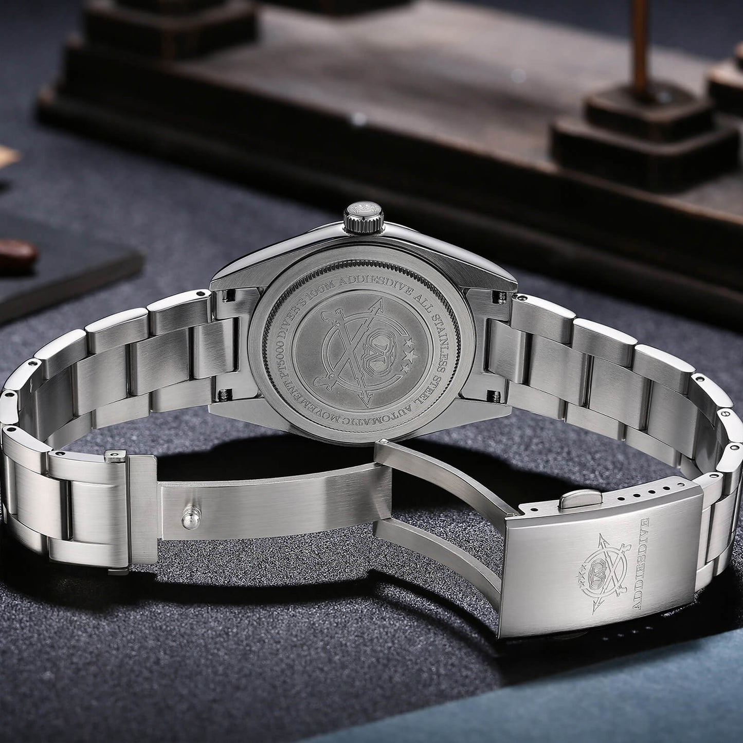 ADDIESDIVE Reloj de buceo Explore VH31 de 36 mm Reloj de cuarzo AD2023-1-Correa de acero-