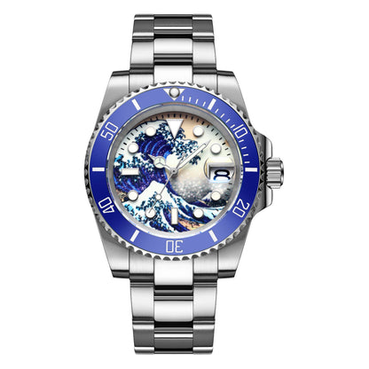 ADDIESDIVE Reloj de buceo Great Wave Sub（H3AC-Surf）-divers watch-Azul-