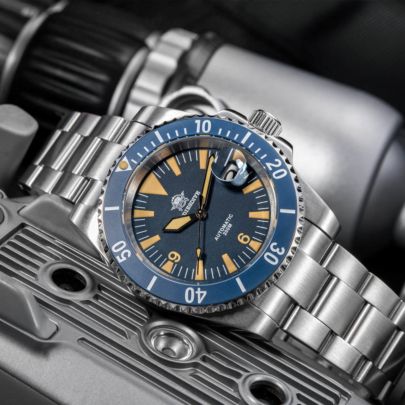 ADDIESDIVE Reloj de buceo Retro Sword Sub NH35 AD2064-Negro-