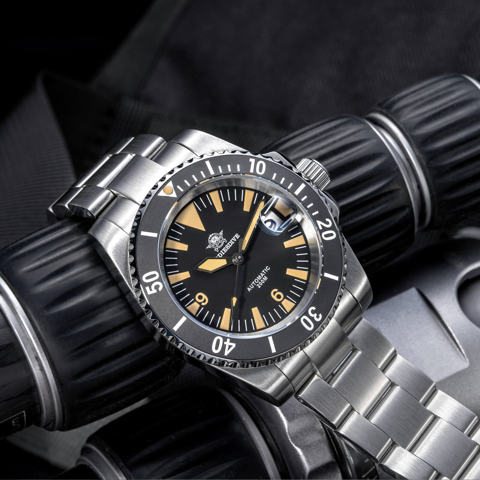 ADDIESDIVE Reloj de buceo Retro Sword Sub NH35 AD2064-Negro-