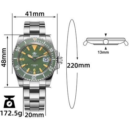 ADDIESDIVE Reloj de buceo Retro Sword Sub NH35 AD2064-Negro-