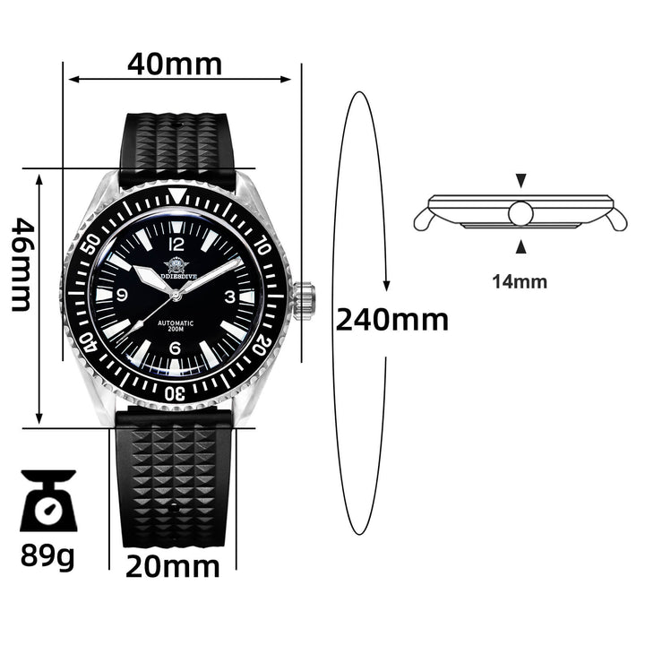 ADDIESDIVE Reloj de buceo automático Milsub AD2056-correa de acero-