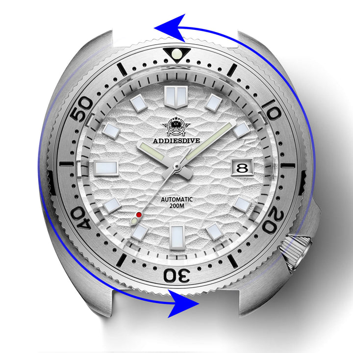 ADDIESDIVE®Reloj de buceo automático blanco tortuga 1970 Homenaje al capitán Willard ( AD2117)-divers watch-