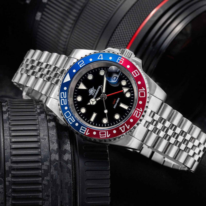 ADDIESDIVE Reloj de buceo de lujo Water Ghost GMT Reloj de cuarzo AD2050-con calendario