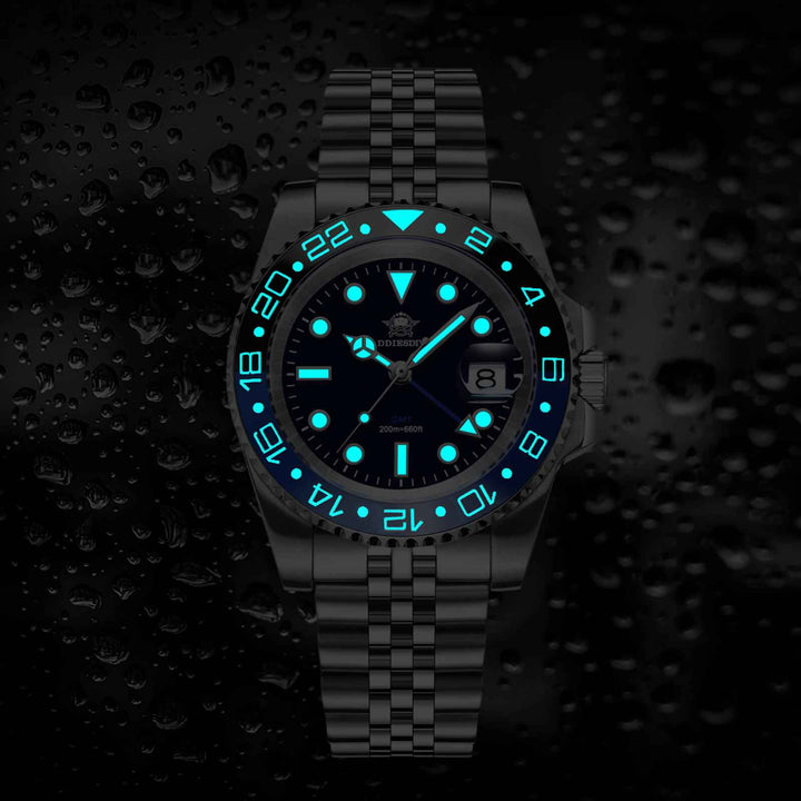 ADDIESDIVE Reloj de buceo de lujo Water Ghost GMT Reloj de cuarzo AD2050-con calendario