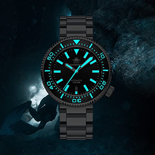 ADDIESDIVE Reloj de buceo profesional Diver 1000M 45MM (MY-H6)-divers watch-Negro-Pulsera Estilo Ostra-