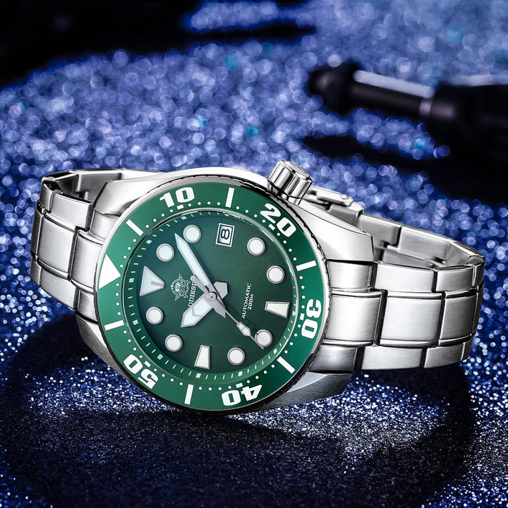 ADDIESDIVE® Reloj de buceo profesional Sumo Green para hombre 44,5 mm (MY-H10) Esfera negra/verde/azul-divers watch-Negro-