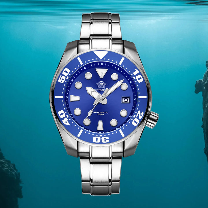 ADDIESDIVE® Reloj de buceo profesional Sumo Green para hombre 44,5 mm (MY-H10) Esfera negra/verde/azul - Addiesdiverelojes