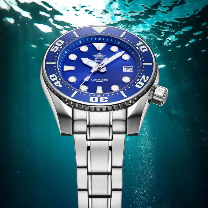 ADDIESDIVE® Reloj de buceo profesional Sumo Green para hombre 44,5 mm (MY-H10) Esfera negra/verde/azul - Addiesdiverelojes