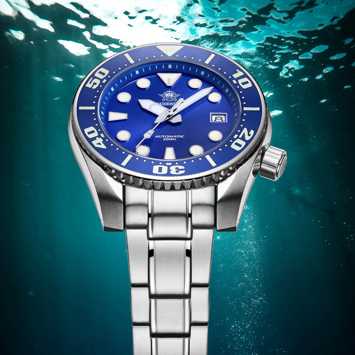 ADDIESDIVE® Reloj de buceo profesional Sumo Green para hombre 44,5 mm (MY-H10) Esfera negra/verde/azul-divers watch-Negro-