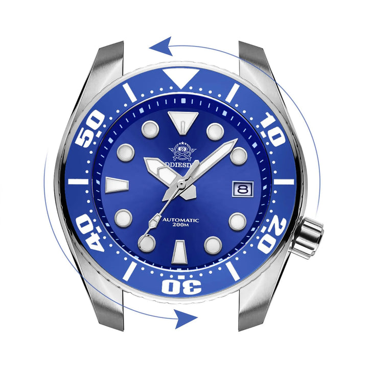 ADDIESDIVE® Reloj de buceo profesional Sumo Green para hombre 44,5 mm (MY-H10) Esfera negra/verde/azul - Addiesdiverelojes