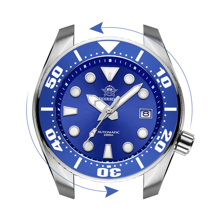 ADDIESDIVE® Reloj de buceo profesional Sumo Green para hombre 44,5 mm (MY-H10) Esfera negra/verde/azul-divers watch-Negro-