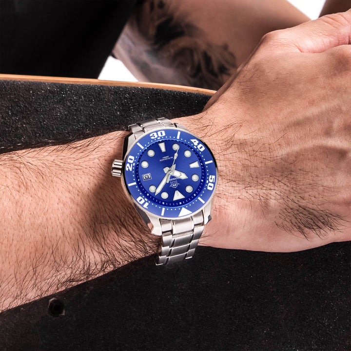 ADDIESDIVE® Reloj de buceo profesional Sumo Green para hombre 44,5 mm (MY-H10) Esfera negra/verde/azul-divers watch-Negro-