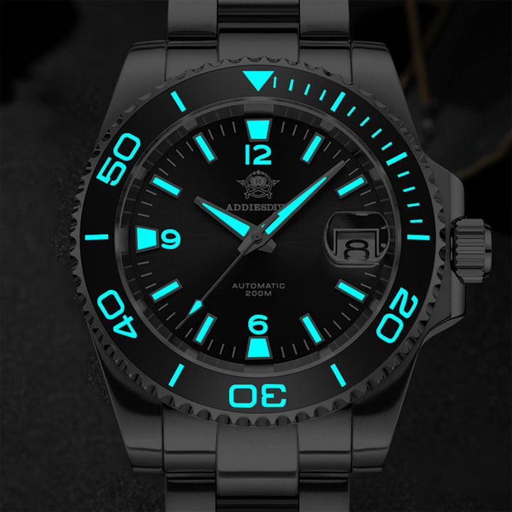 ADDIESDIVE Reloj de buceo retro NH35 de AD2085-Negro-