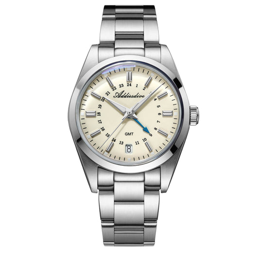 ADDIESDIVE Reloj de cuarzo GMT de la colección Elegance AD2065-divers watch-Beige-