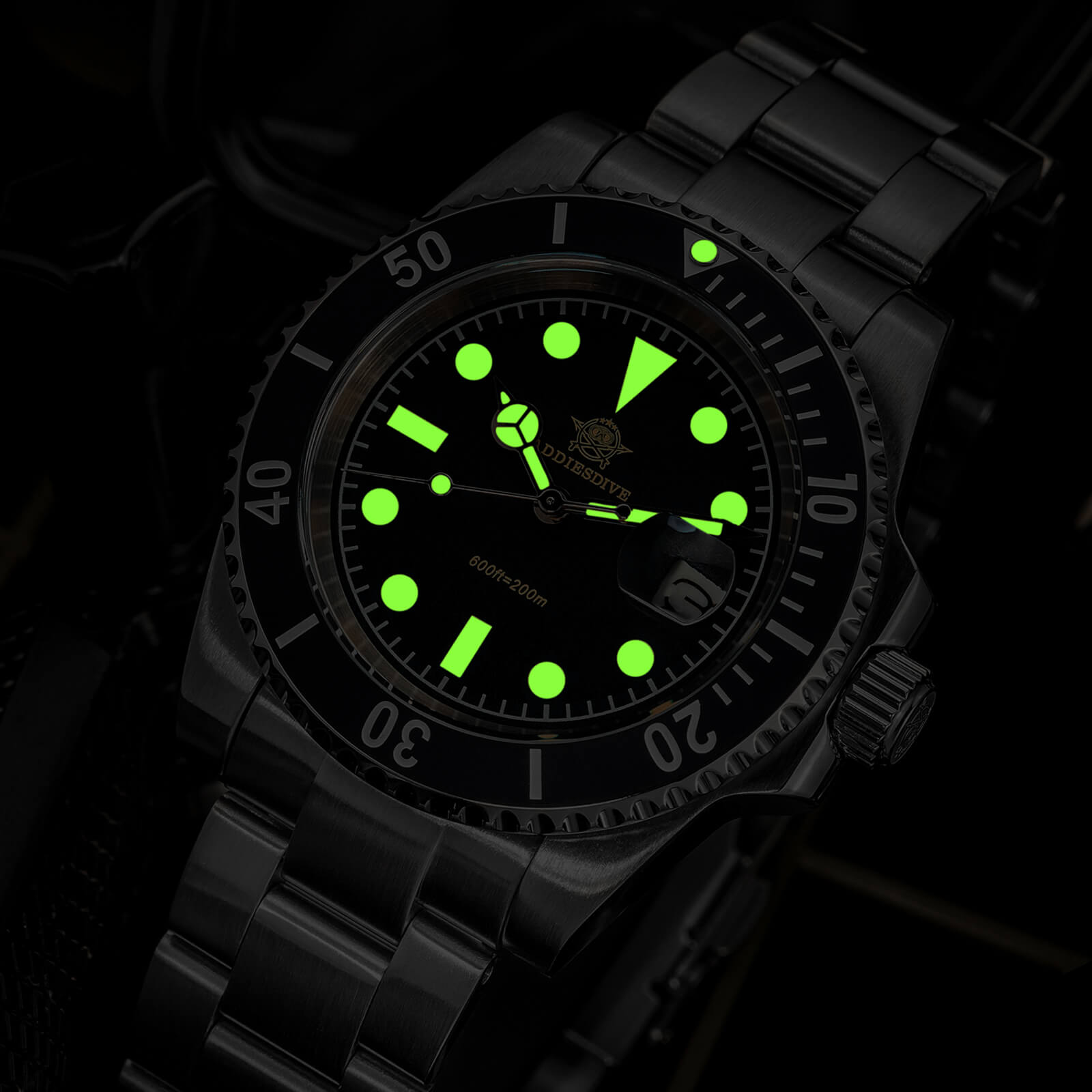 ADDIESDIVE Reloj de cuarzo Retro Sub AD2054-Negro-