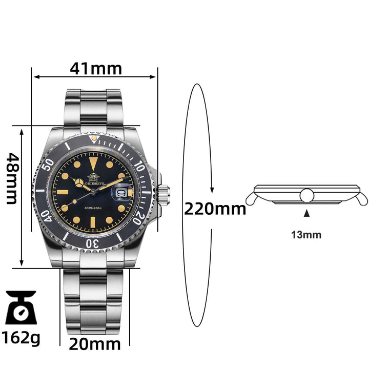 ADDIESDIVE Reloj de cuarzo Retro Sub AD2054-Negro-