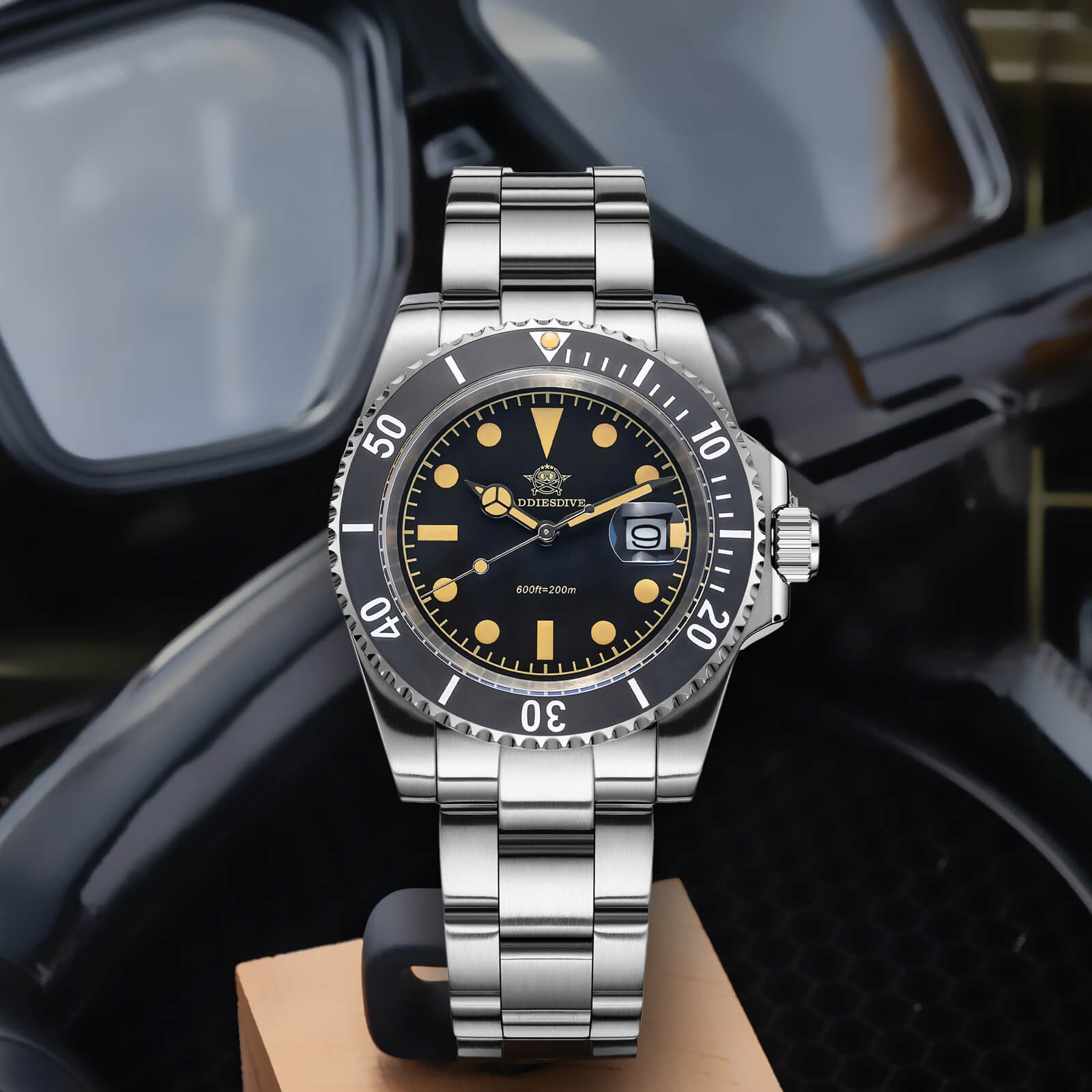 ADDIESDIVE Reloj de cuarzo Retro Sub AD2054-Negro-