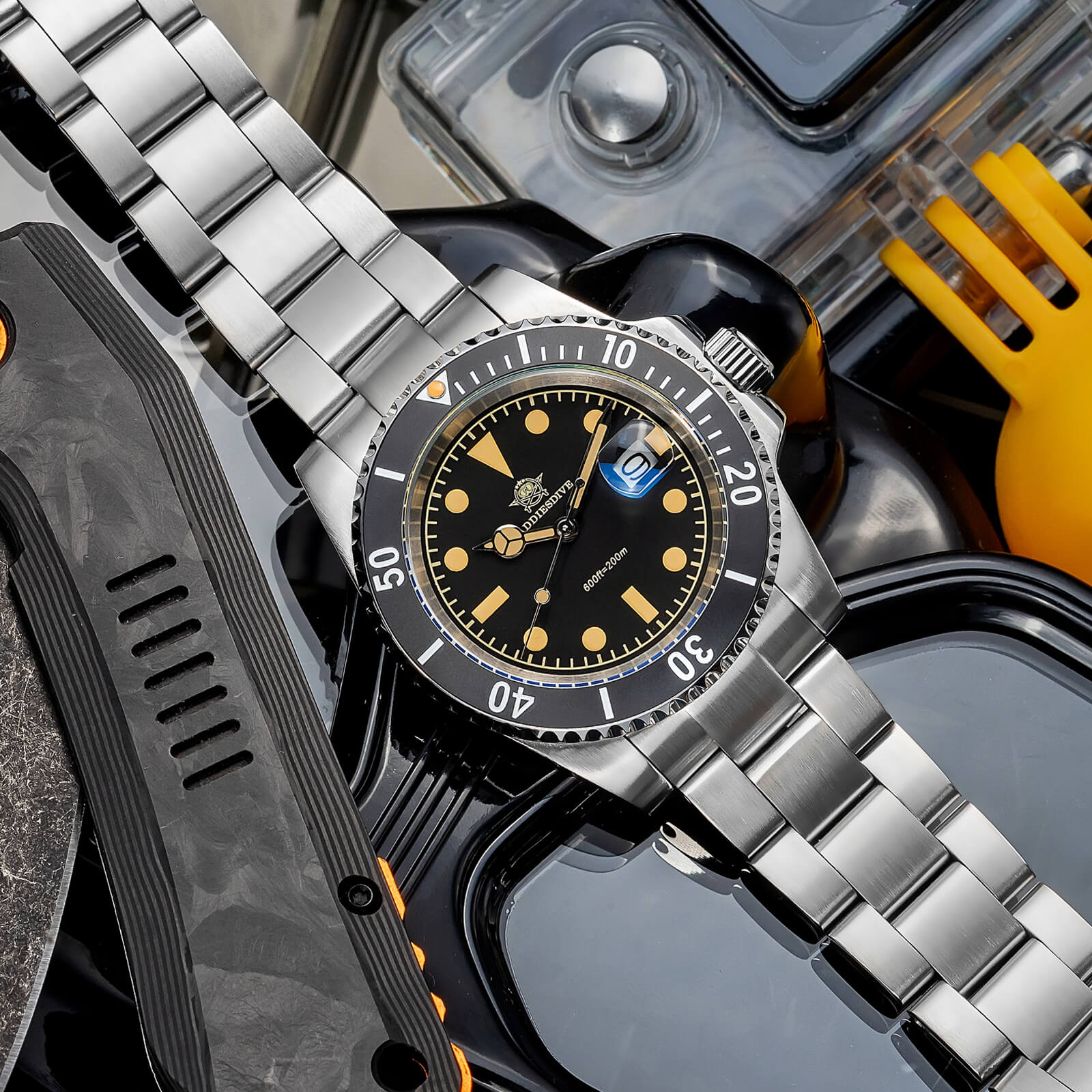 ADDIESDIVE Reloj de cuarzo Retro Sub AD2054-Negro-