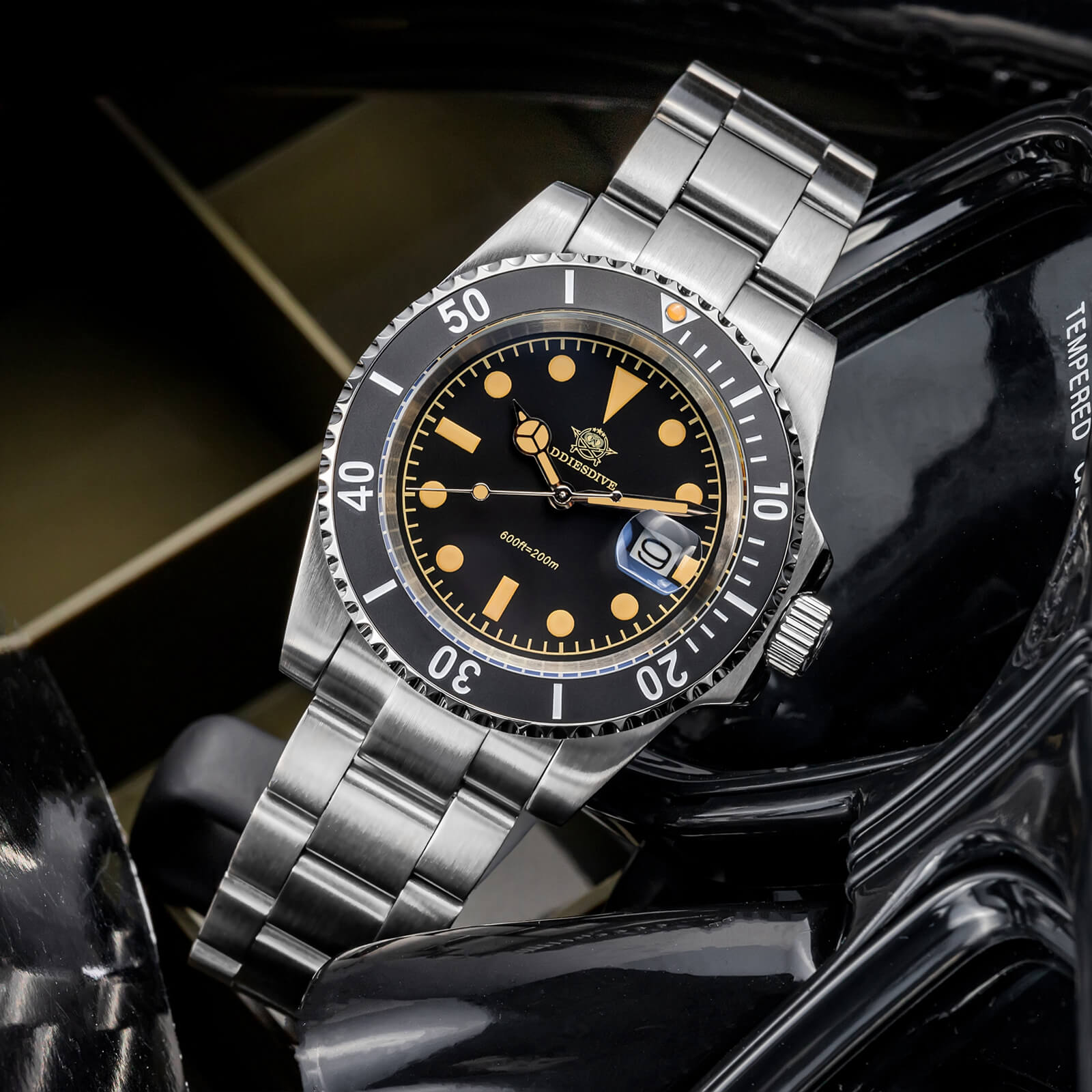 ADDIESDIVE Reloj de cuarzo Retro Sub AD2054-Negro-