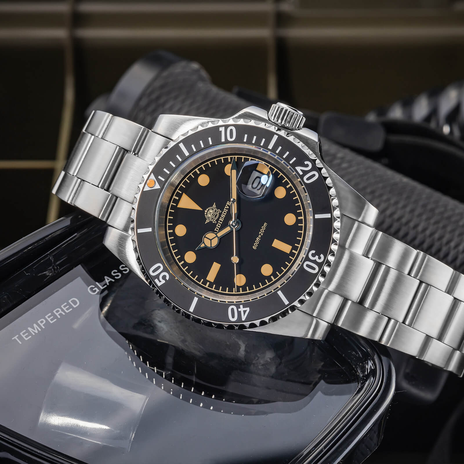ADDIESDIVE Reloj de cuarzo Retro Sub AD2054-Negro-
