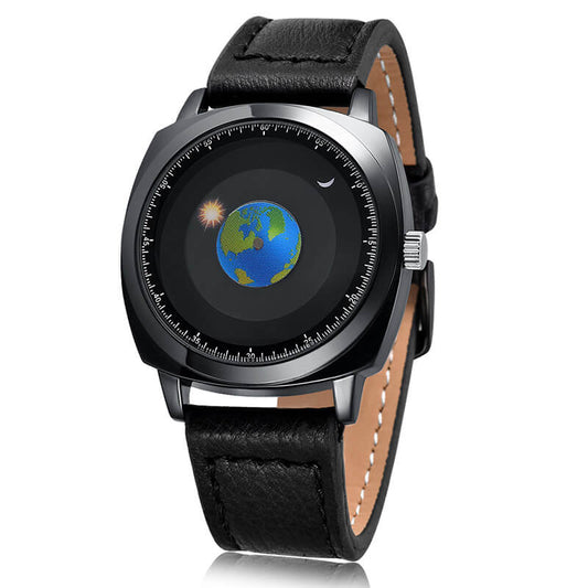ADDIESDIVE Reloj de cuarzo impermeable de los hombres de la juventud del diseño único del dial Watch（1704）-Correa de cuero-