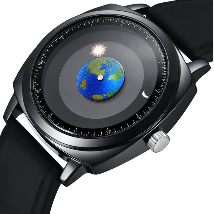 ADDIESDIVE Reloj de cuarzo impermeable de los hombres de la juventud del diseño único del dial Watch（1704）-Correa de cuero-