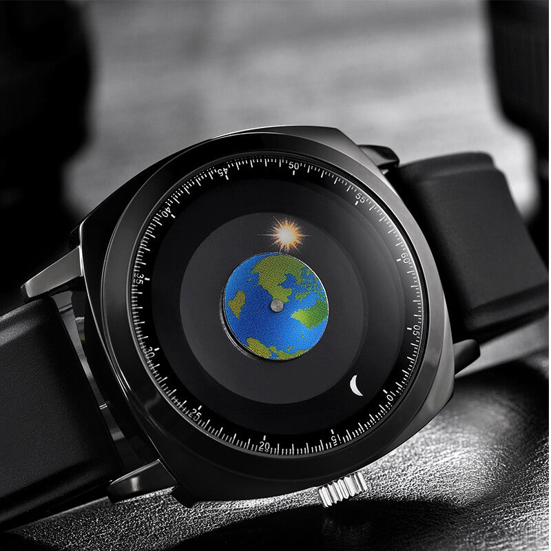 ADDIESDIVE Reloj de cuarzo impermeable de los hombres de la juventud del diseño único del dial Watch（1704）-Correa de cuero-