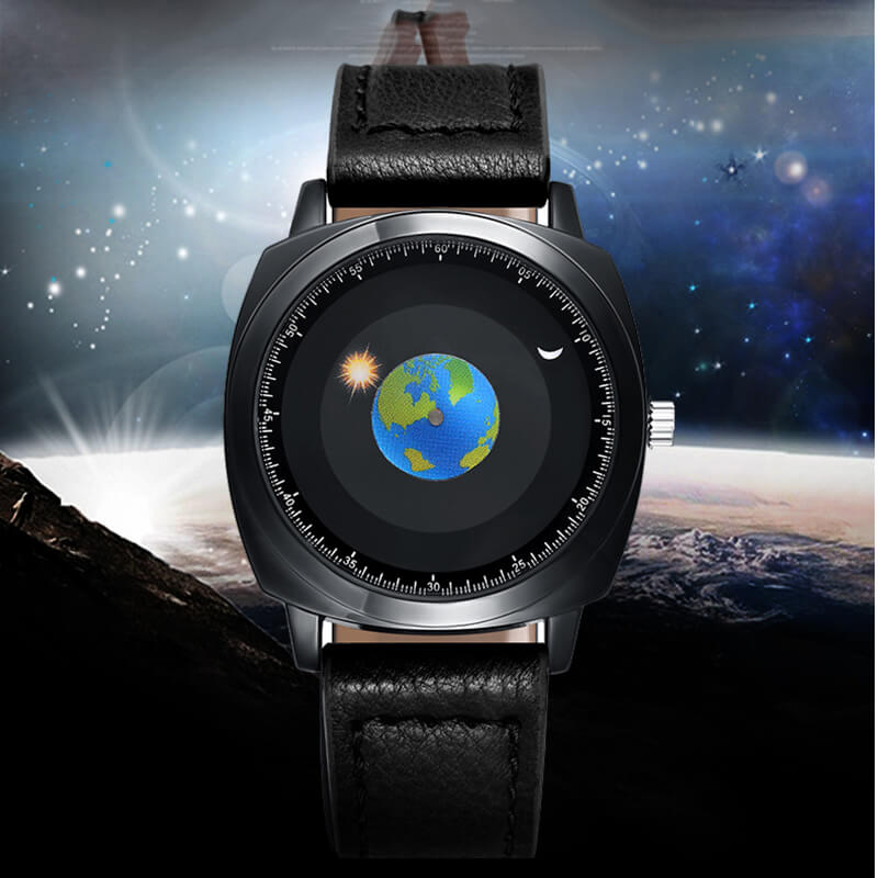 ADDIESDIVE Reloj de cuarzo impermeable de los hombres de la juventud del diseño único del dial Watch（1704）-Correa de cuero-