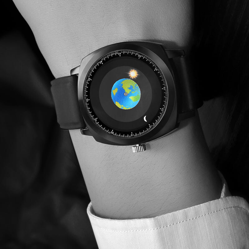 ADDIESDIVE Reloj de cuarzo impermeable de los hombres de la juventud del diseño único del dial Watch（1704）-Correa de cuero-