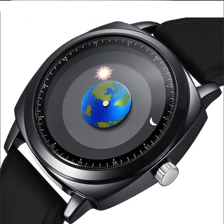 ADDIESDIVE Reloj de cuarzo impermeable de los hombres de la juventud del diseño único del dial Watch（1704）-Correa de cuero-