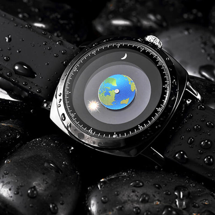 ADDIESDIVE Reloj de cuarzo impermeable de los hombres de la juventud del diseño único del dial Watch（1704）-Correa de cuero-