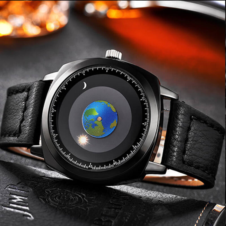 ADDIESDIVE Reloj de cuarzo impermeable de los hombres de la juventud del diseño único del dial Watch（1704）-Correa de cuero-