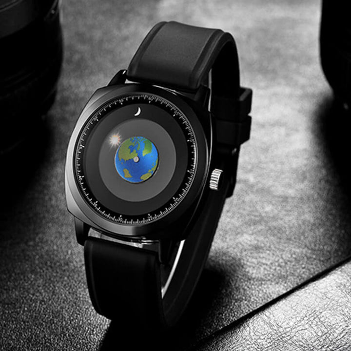 ADDIESDIVE Reloj de cuarzo impermeable de los hombres de la juventud del diseño único del dial Watch（1704）-Correa de cuero-