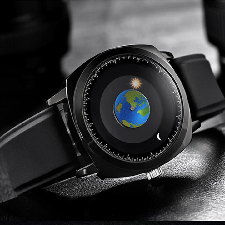 ADDIESDIVE Reloj de cuarzo impermeable de los hombres de la juventud del diseño único del dial Watch（1704）-Correa de cuero-