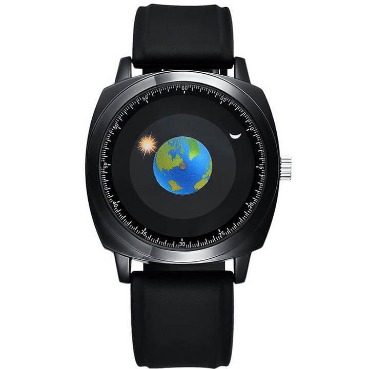 ADDIESDIVE Reloj de cuarzo impermeable de los hombres de la juventud del diseño único del dial Watch（1704）-Correa de cuero-