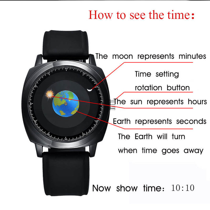 ADDIESDIVE Reloj de cuarzo impermeable de los hombres de la juventud del diseño único del dial Watch（1704）-Correa de cuero-