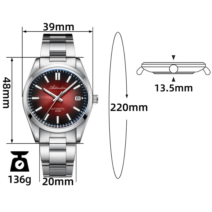 ADDIESDIVE Reloj de diseño original para hombre AD2071-Gris degradado-