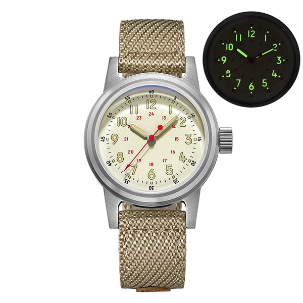 ADDIESDIVE Reloj mecánico vintage de 36 mm AD2076-Beige-